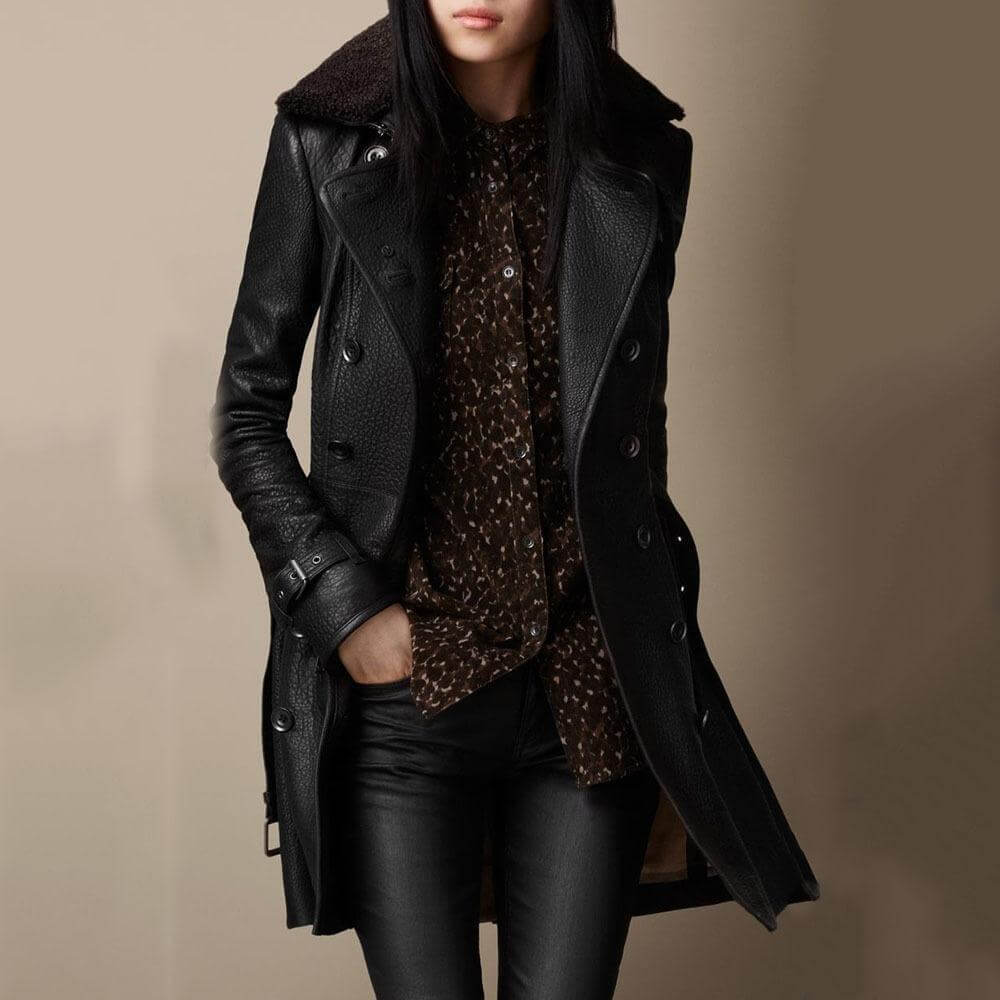 Casaco Elegante 3/4 em Pele feminino