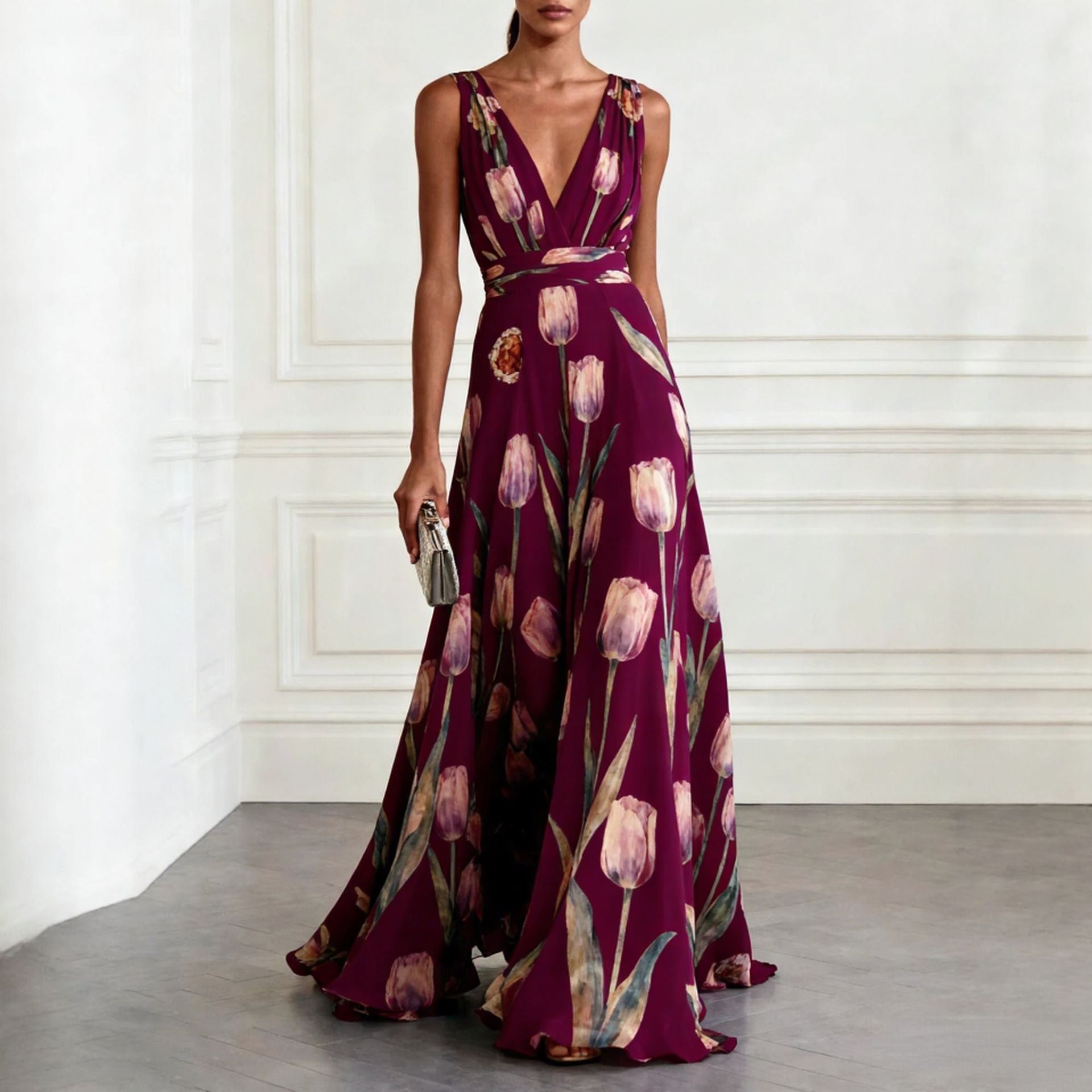 Íris – Vestido Maxi Floral Elegante