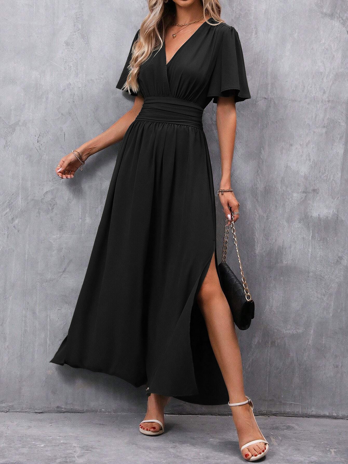 Vestido Maxi Elegante Preto feminino