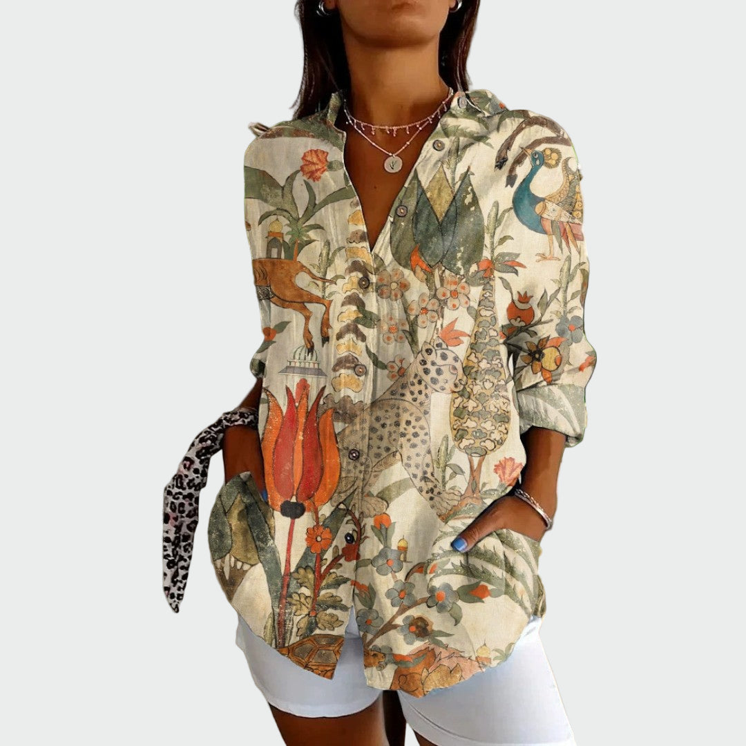 Camisa estilosa com estampa floral feminino