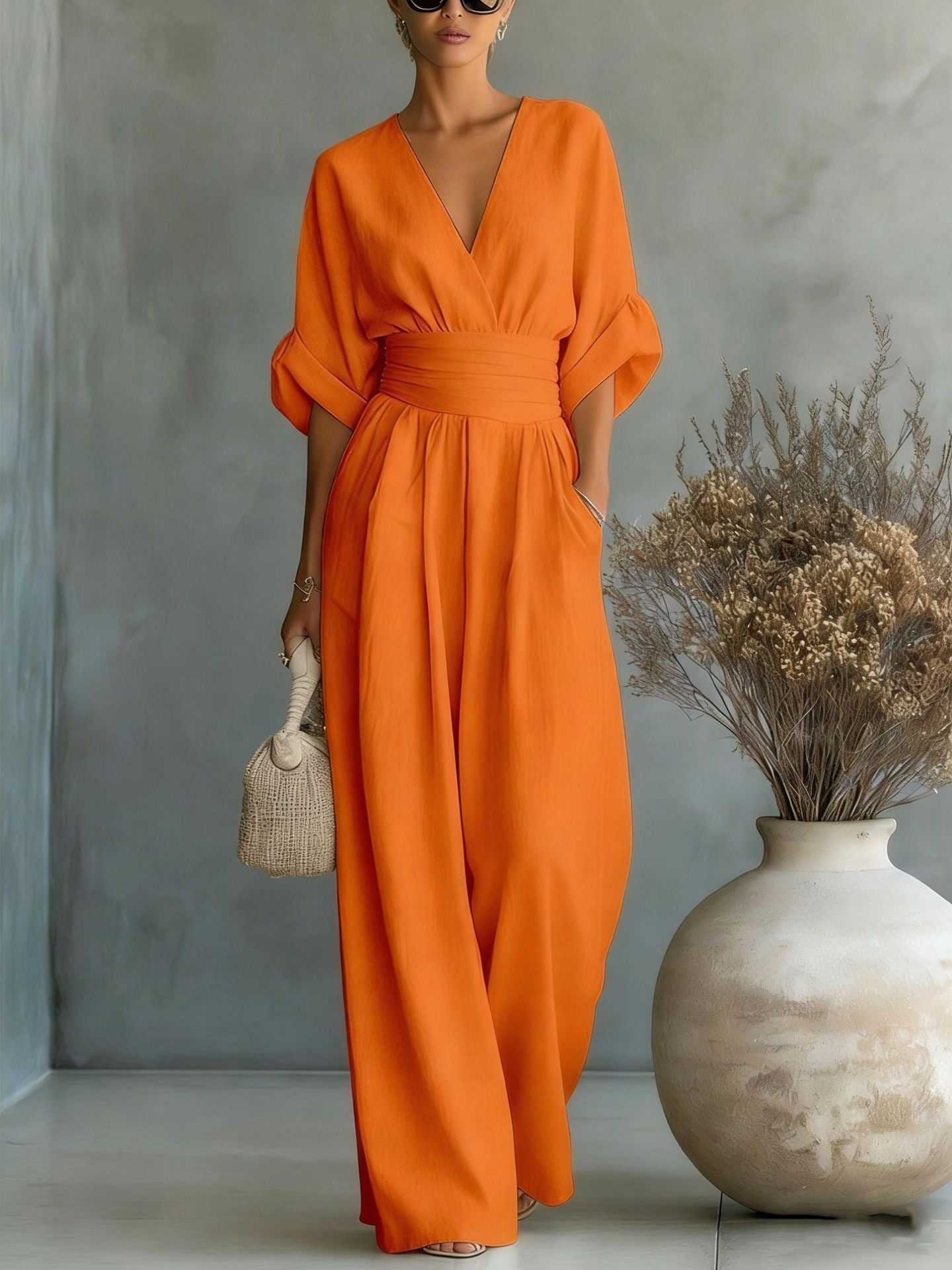 Bianca | Vestido Maxi Envolvente de Caimento Fluido