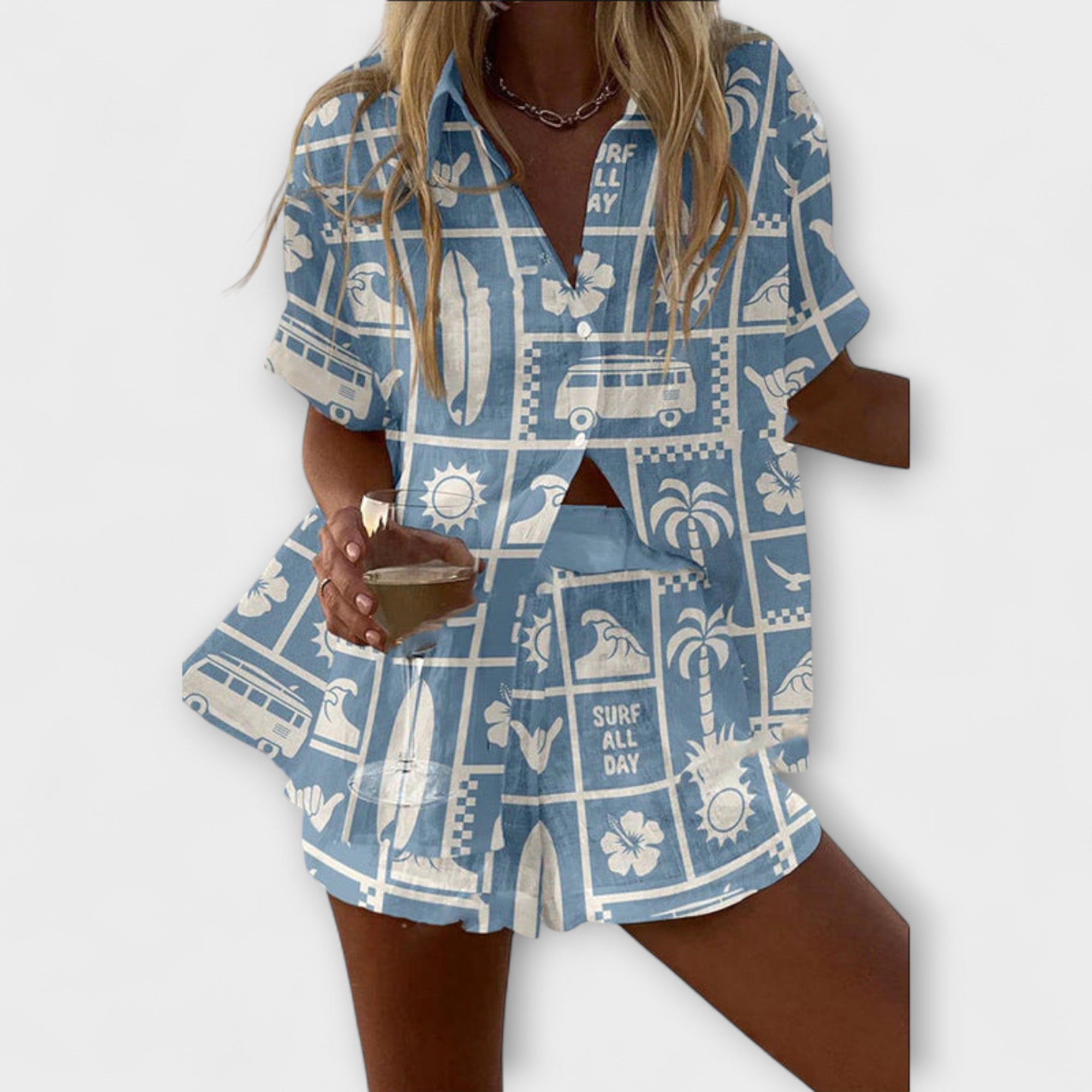 Conjunto Leve Estampa Caravanas feminino
