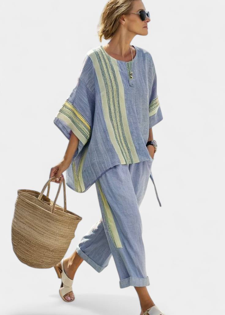 Conjunto Boho Linho e Bambu feminino