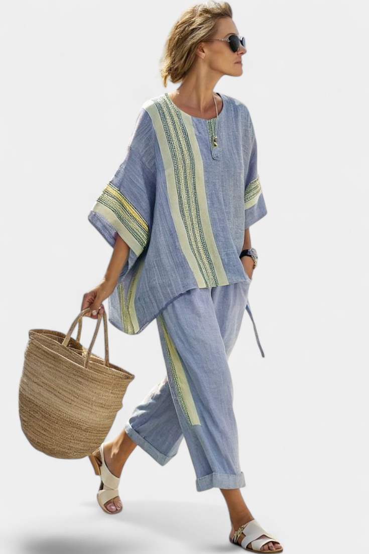 Conjunto Boho Linho e Bambu feminino