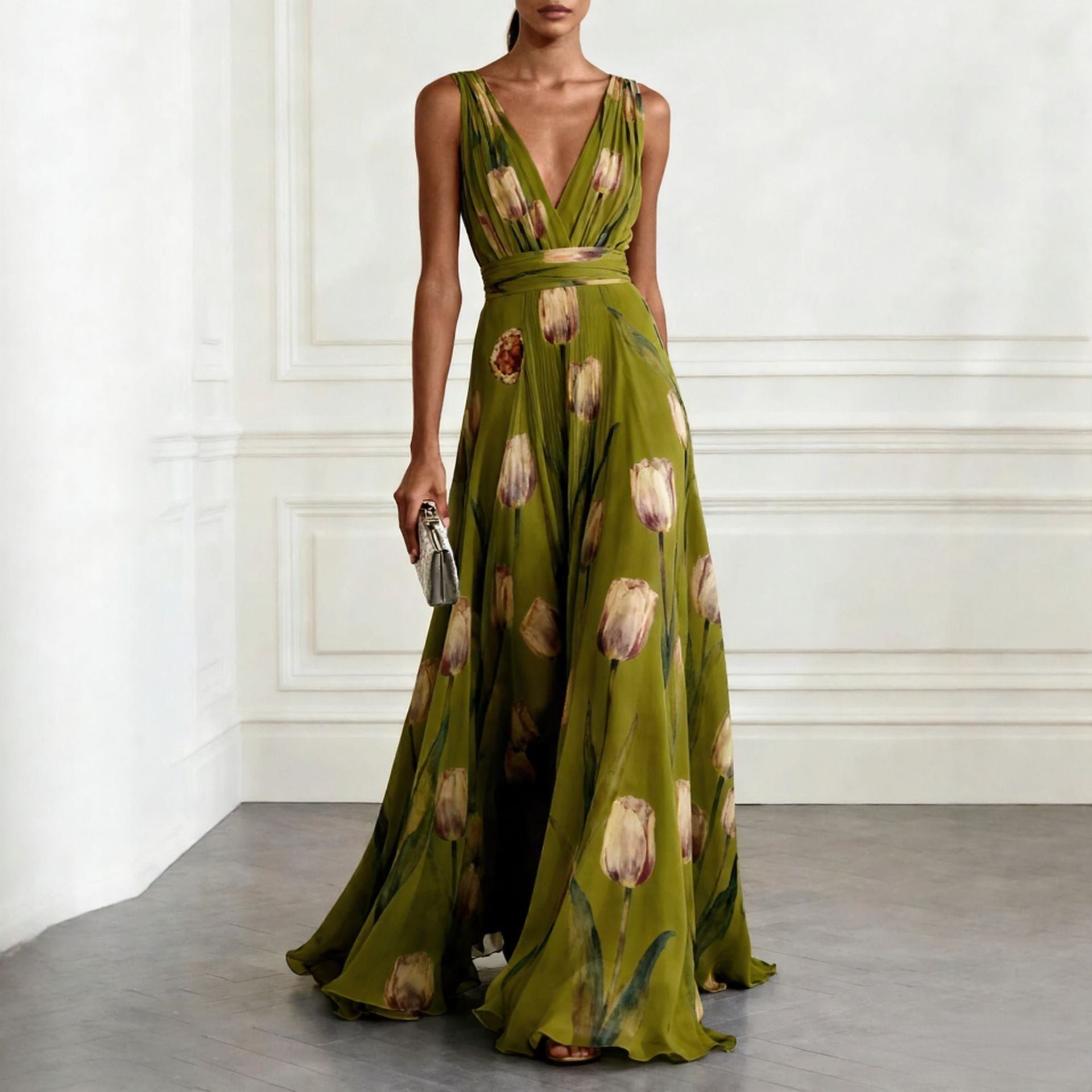 Íris – Vestido Maxi Floral Elegante