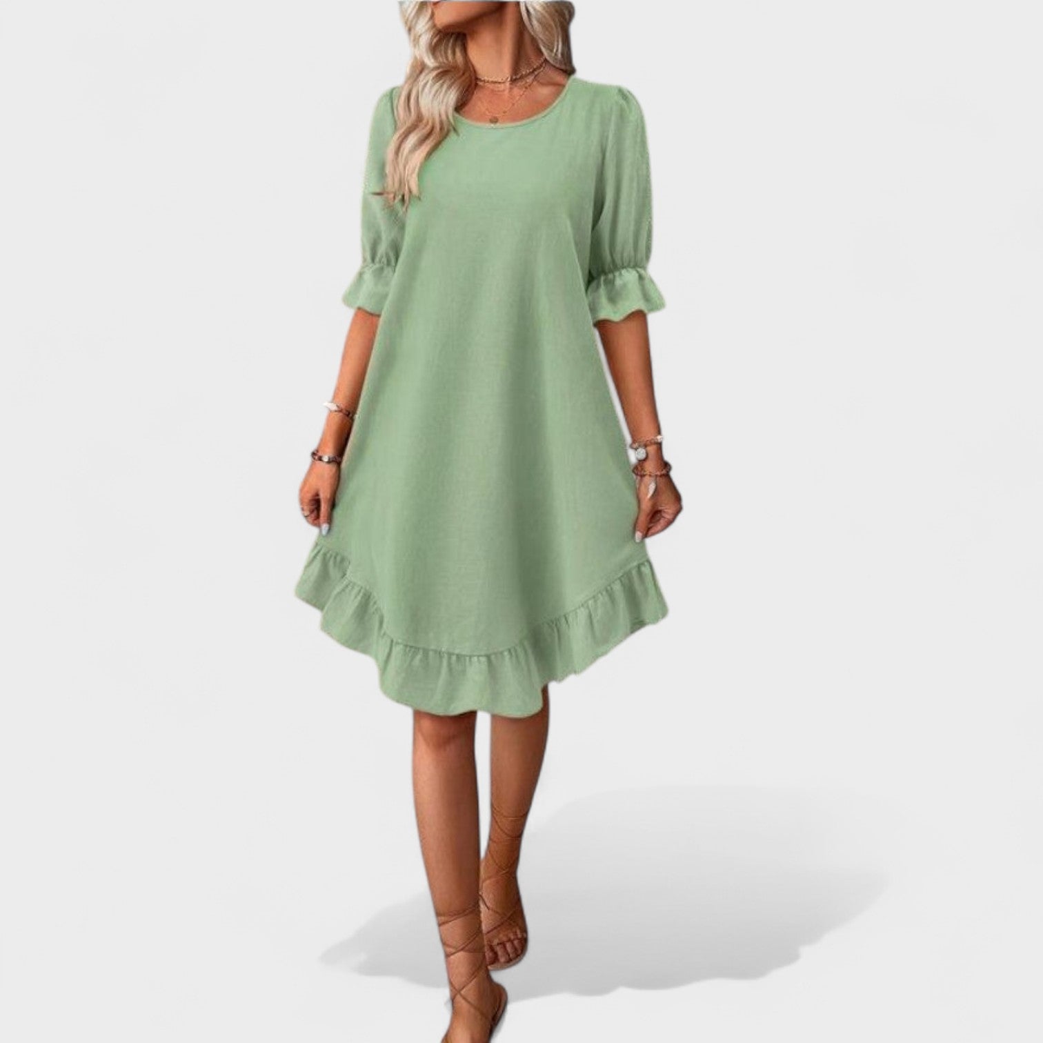 Vestido casual com folhos feminino