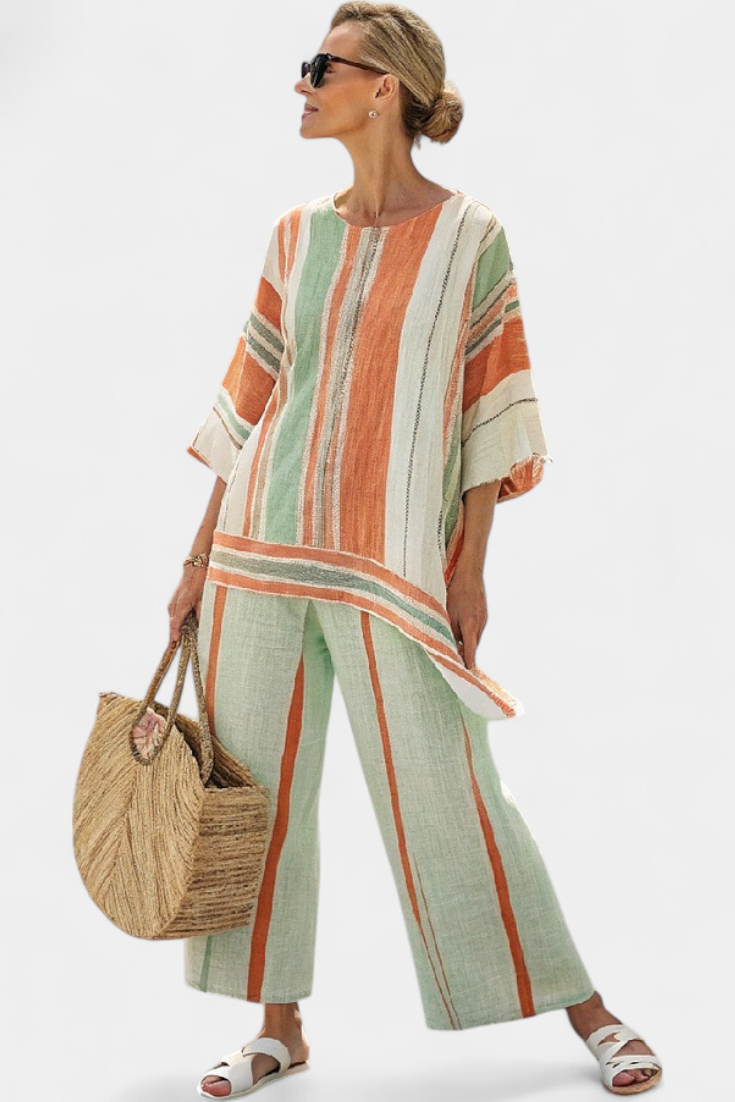 Conjunto De Linho com Riscas feminino