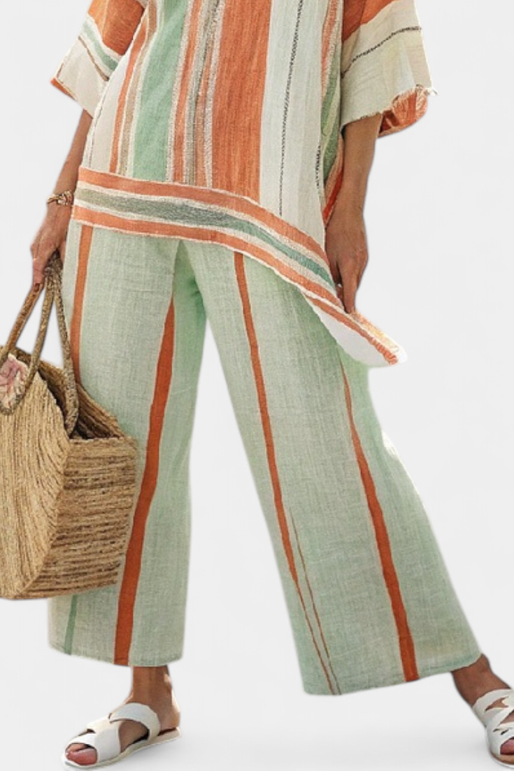 Conjunto De Linho com Riscas feminino