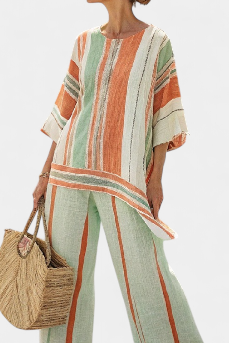 Conjunto De Linho com Riscas feminino