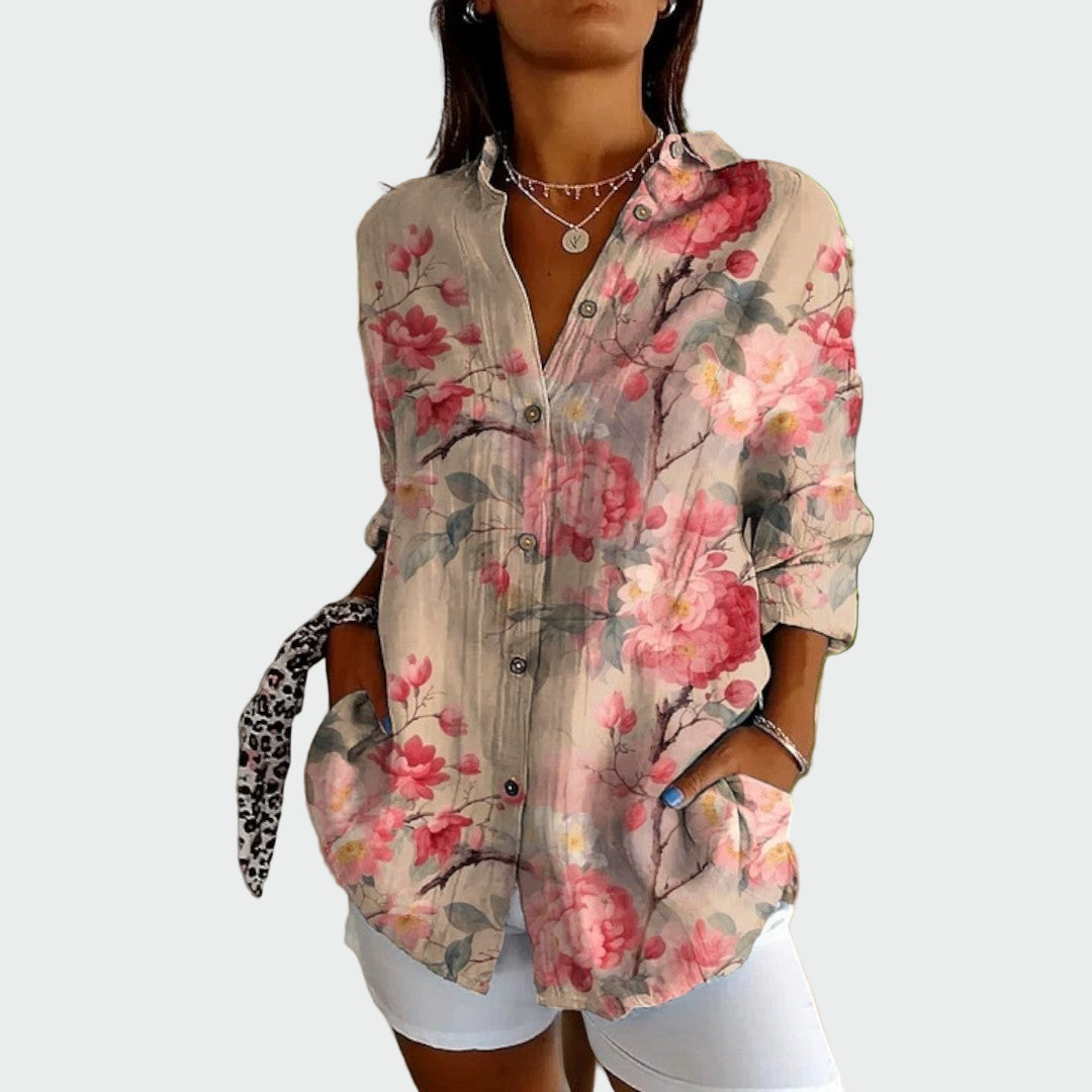 Camisa estilosa com estampa floral feminino