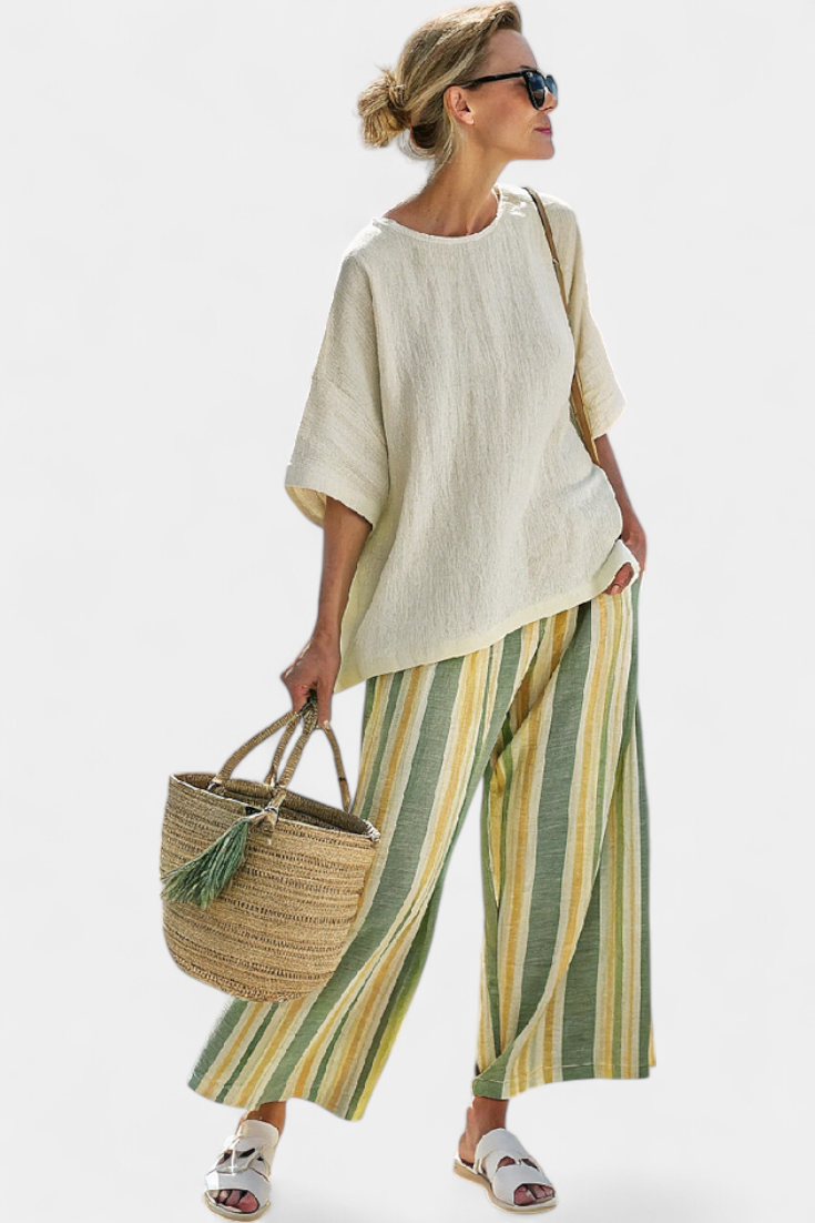 Conjunto De Linho Bambu Azeitona feminino