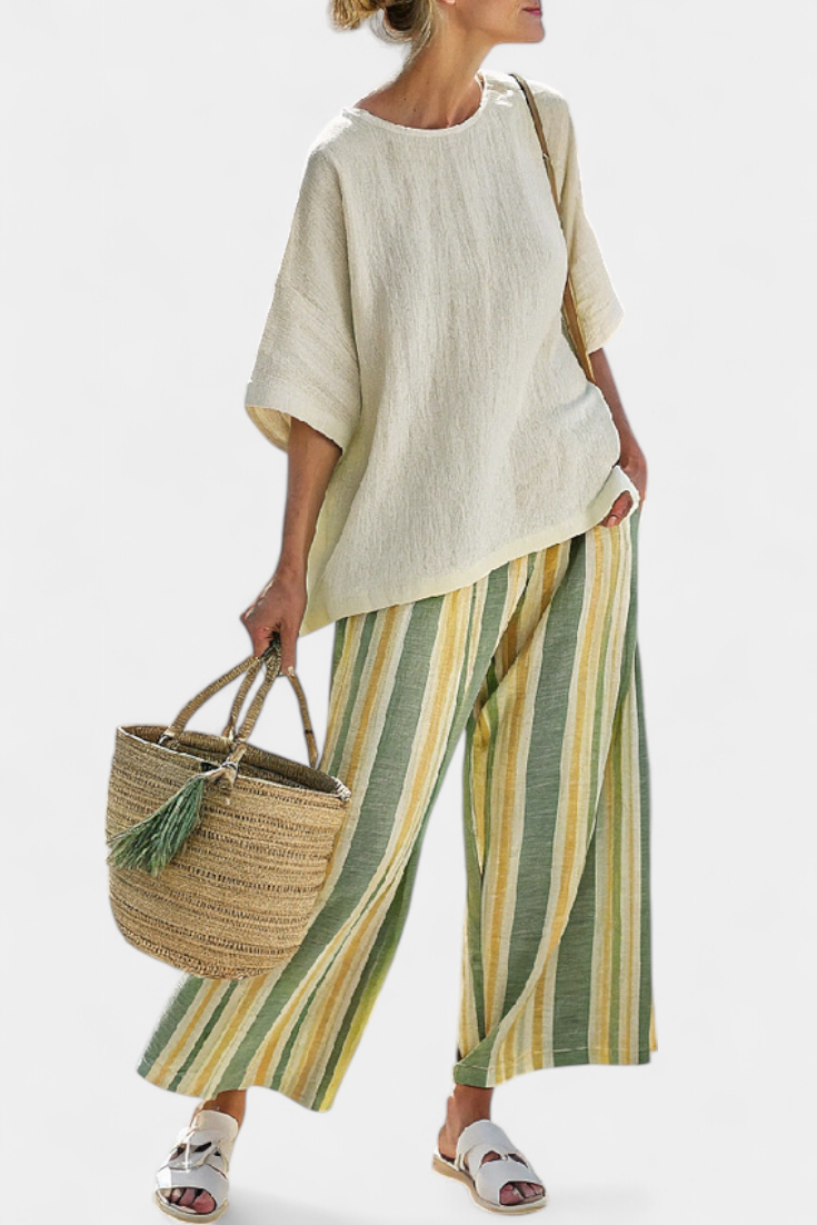Conjunto De Linho Bambu Azeitona feminino