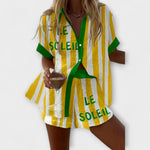 Conjunto Verão Linho Listrado feminino