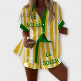 Conjunto Verão Linho Listrado feminino