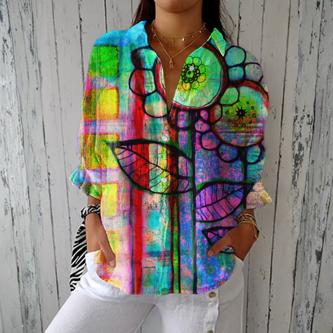 Blusa Floral Artística feminino