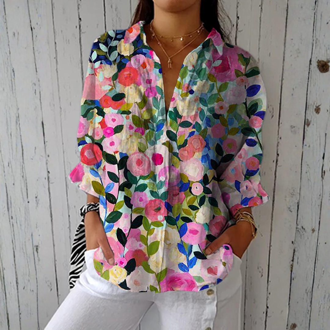 Blusa Floral Pintada à Mão feminino