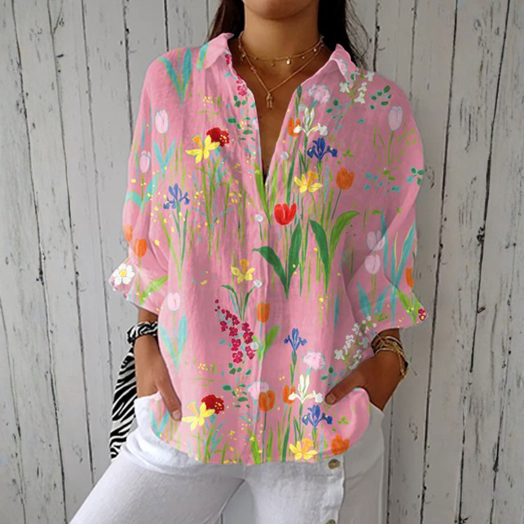 Blusa Floral Jardim Tulipas feminino