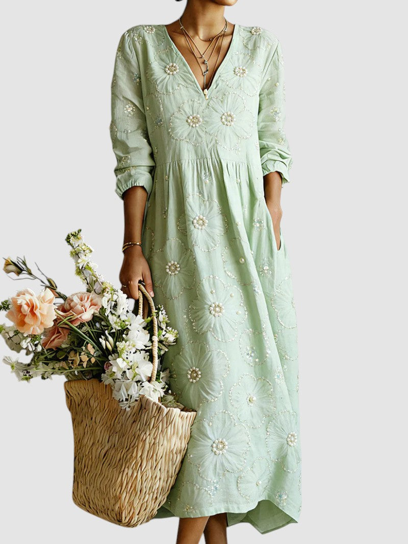 Vestido Serena Floral Midi Elegante
