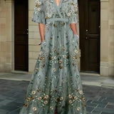 Vestido maxi floral elegante feminino