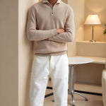 Sweater de Gola Alta com Zíper masculino