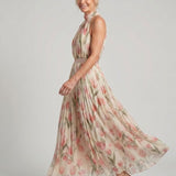 Vestido midi Aurelle floral com decote halter