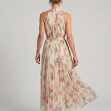 Vestido midi Aurelle floral com decote halter