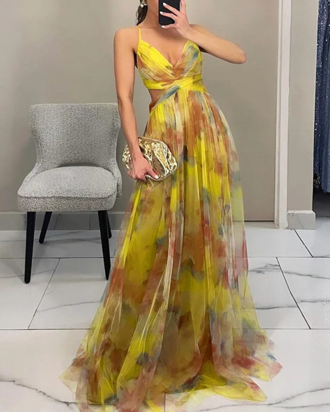 Julieta | Vestido Maxi Floral com Decote Cruzado