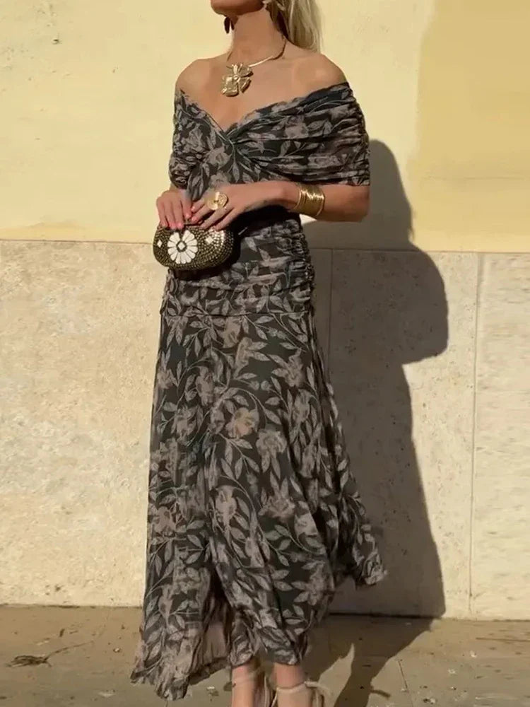 Vestido elegante com decote em V feminino