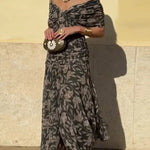 Vestido elegante com decote em V feminino
