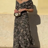 Vestido elegante com decote em V feminino