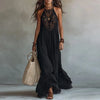 Lívia | Vestido maxi com painéis de renda