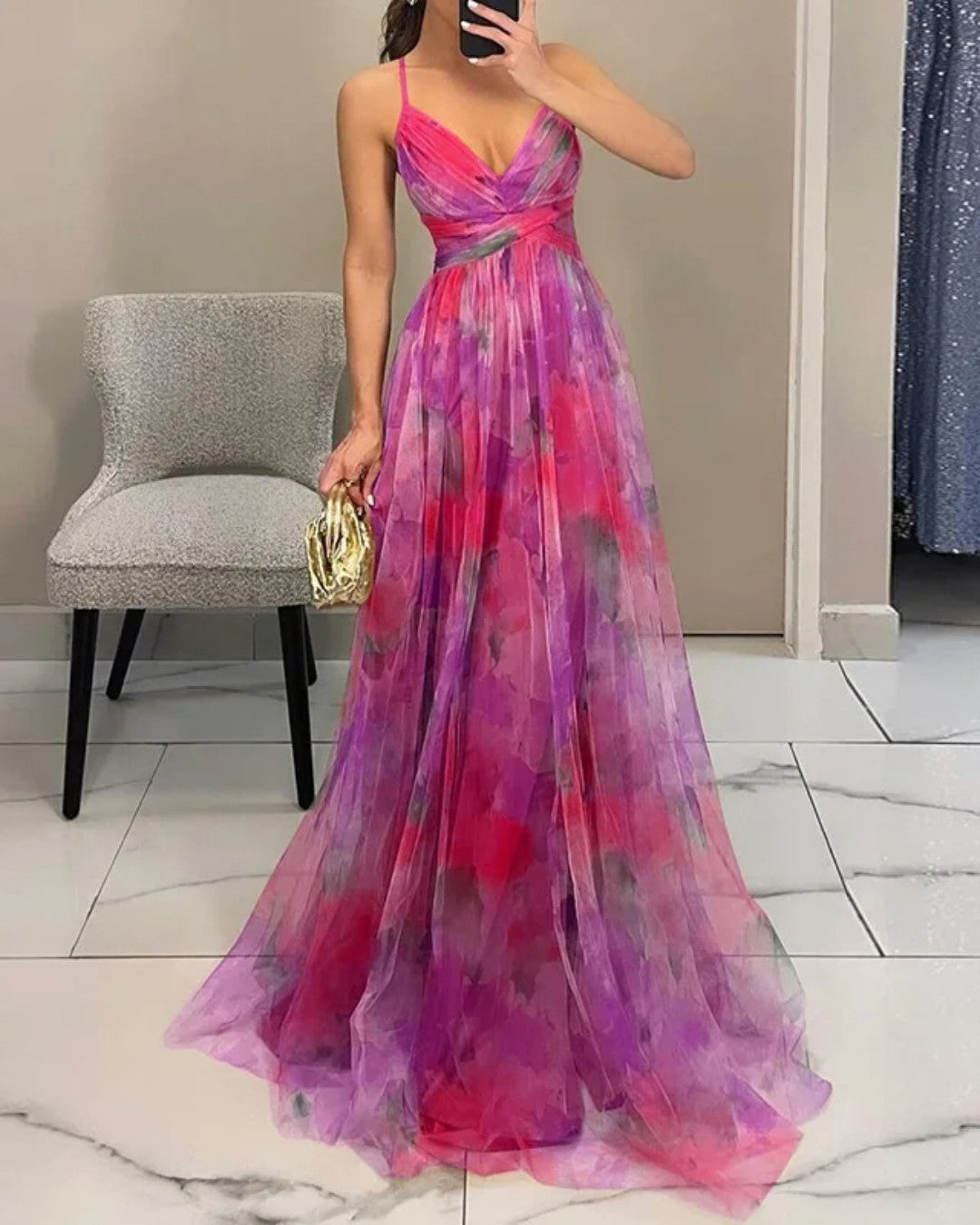 Julieta | Vestido Maxi Floral com Decote Cruzado