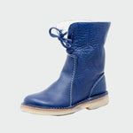 Botins de couro impermeáveis com forro de lã feminino