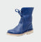 Botins de couro impermeáveis com forro de lã feminino