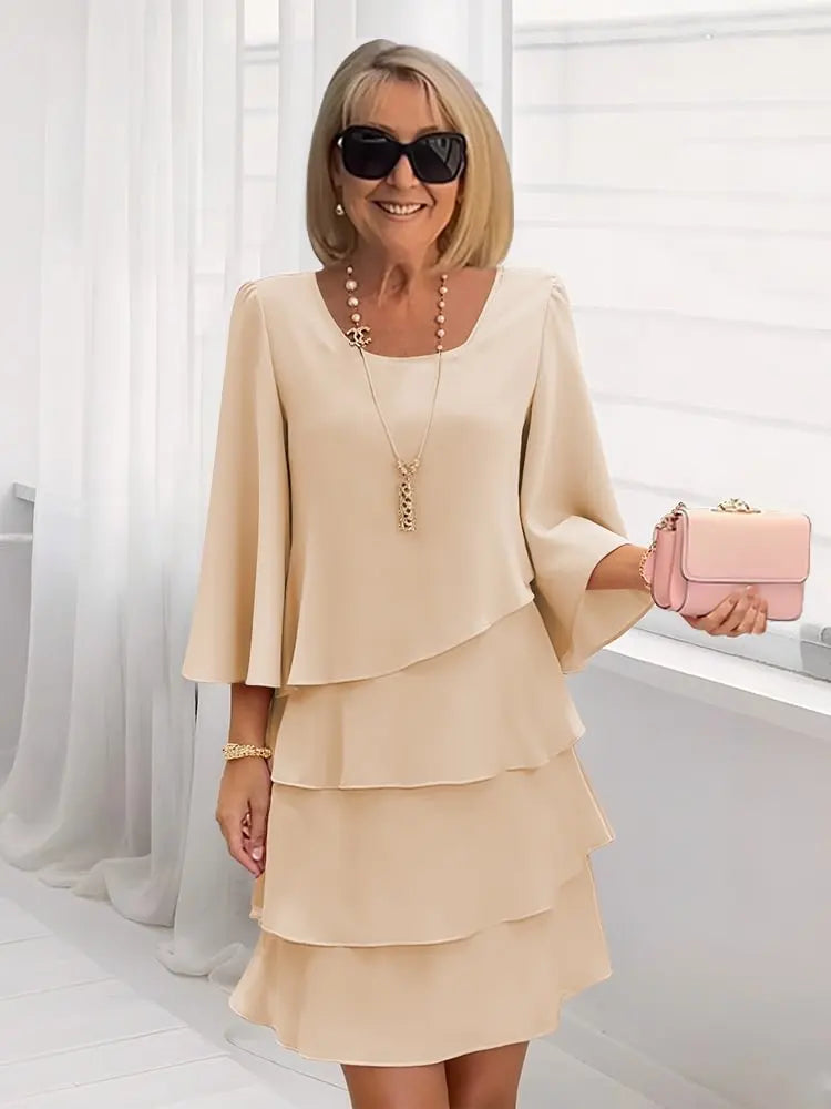 Élise – Vestido Elegante Fluido com Folhos