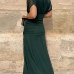 Vestido elegante com decote em V feminino