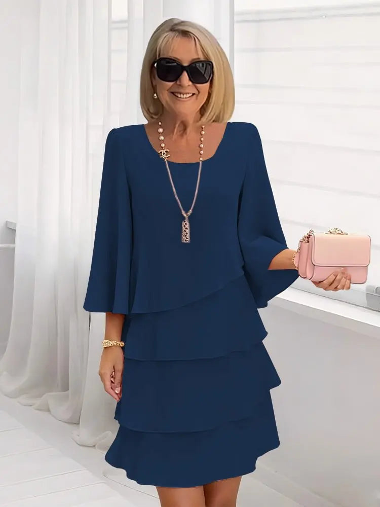 Élise – Vestido Elegante Fluido com Folhos