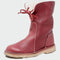 Botins de couro impermeáveis com forro de lã feminino