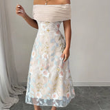 Vestido Noelia com bordado floral e elegância romântica