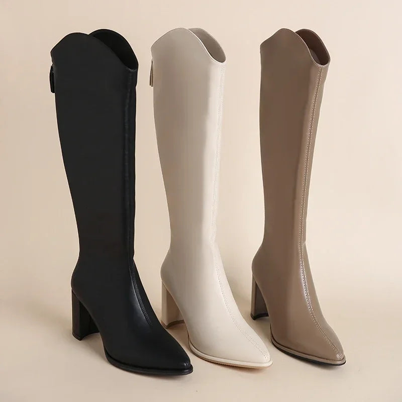 Botas de salto Grosso e Elegância para o Inverno feminino