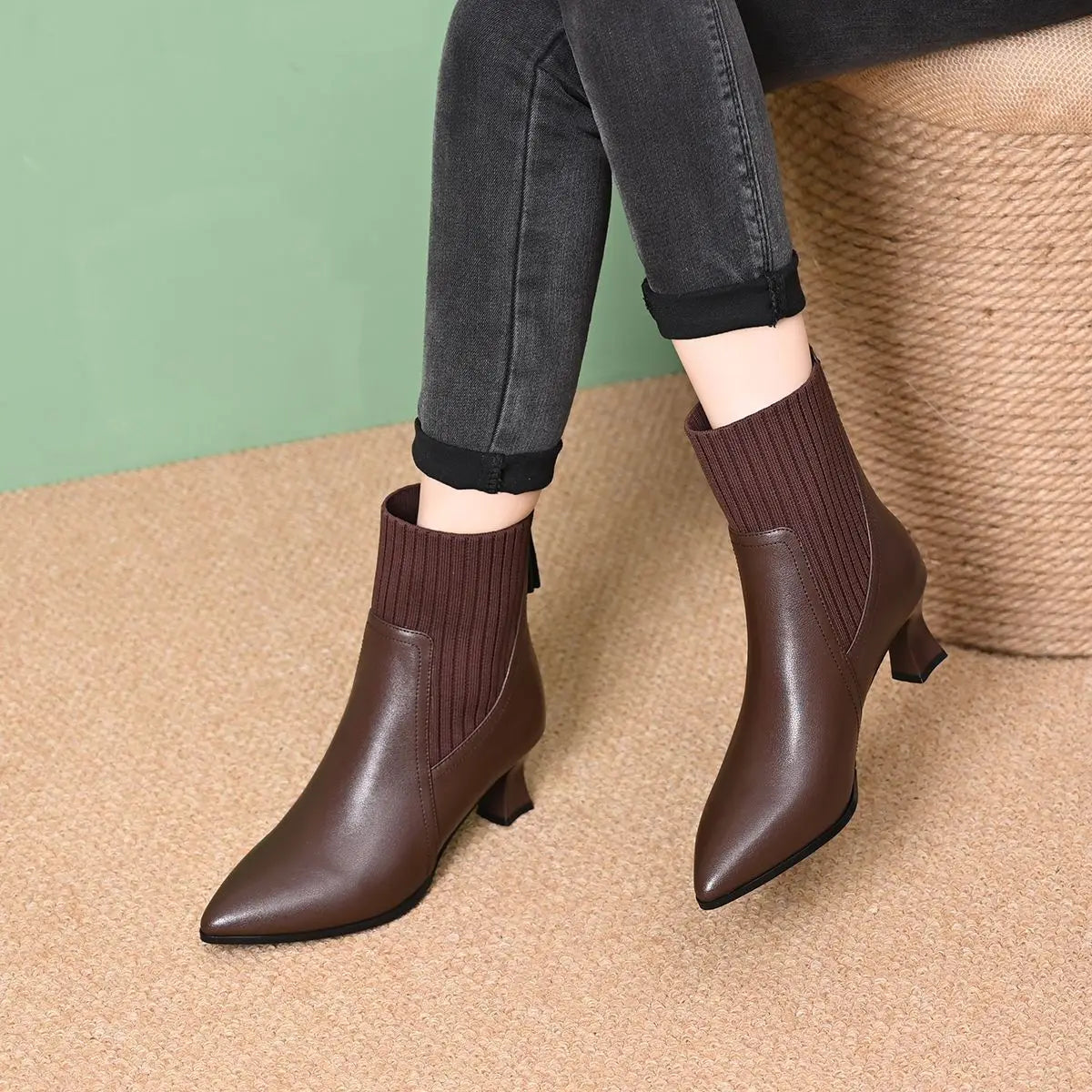 Botas com plataforma em Couro feminino
