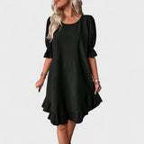 Vestido casual com folhos feminino