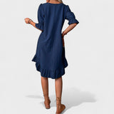 Vestido casual com folhos feminino