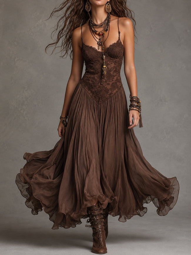 Gemma | Vestido maxi romântico com renda