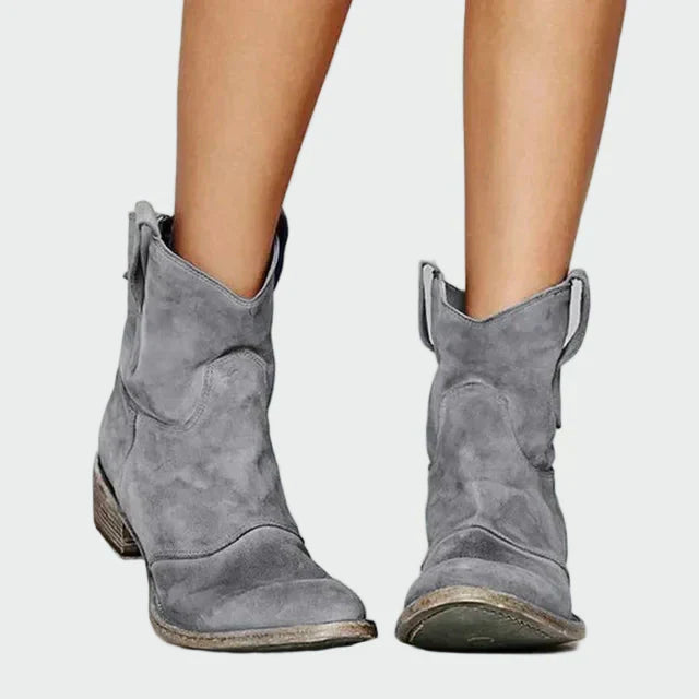 Botas de cowboy retro de tornozelo feminino