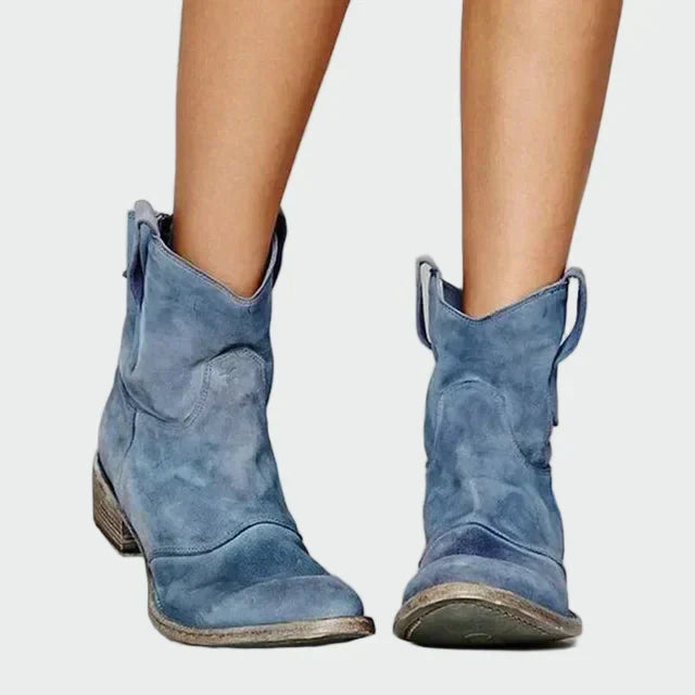 Botas de cowboy retro de tornozelo feminino