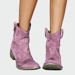 Botas de cowboy retro de tornozelo feminino
