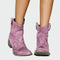 Botas de cowboy retro de tornozelo feminino