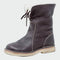 Botins de couro impermeáveis com forro de lã feminino