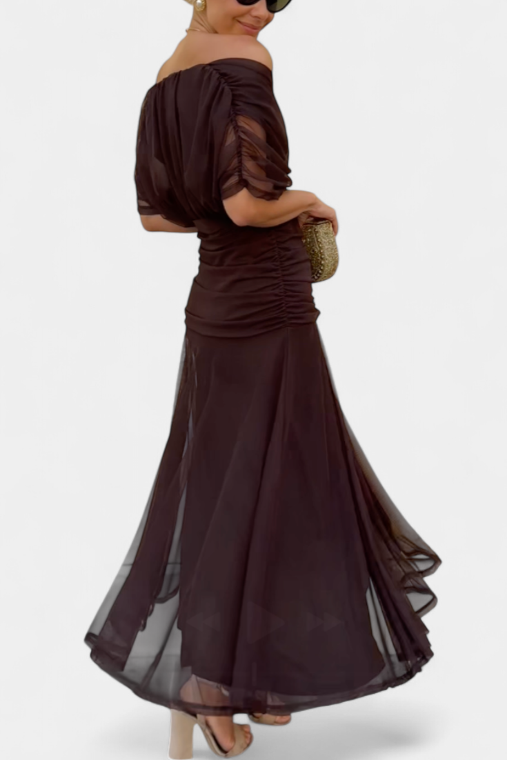 Vestido elegante com decote em V feminino